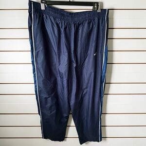 Y2K Nike Track Pants Mens XL Navy Blue Lined Windbreaker Wide Leg Zip Swoosh NWT